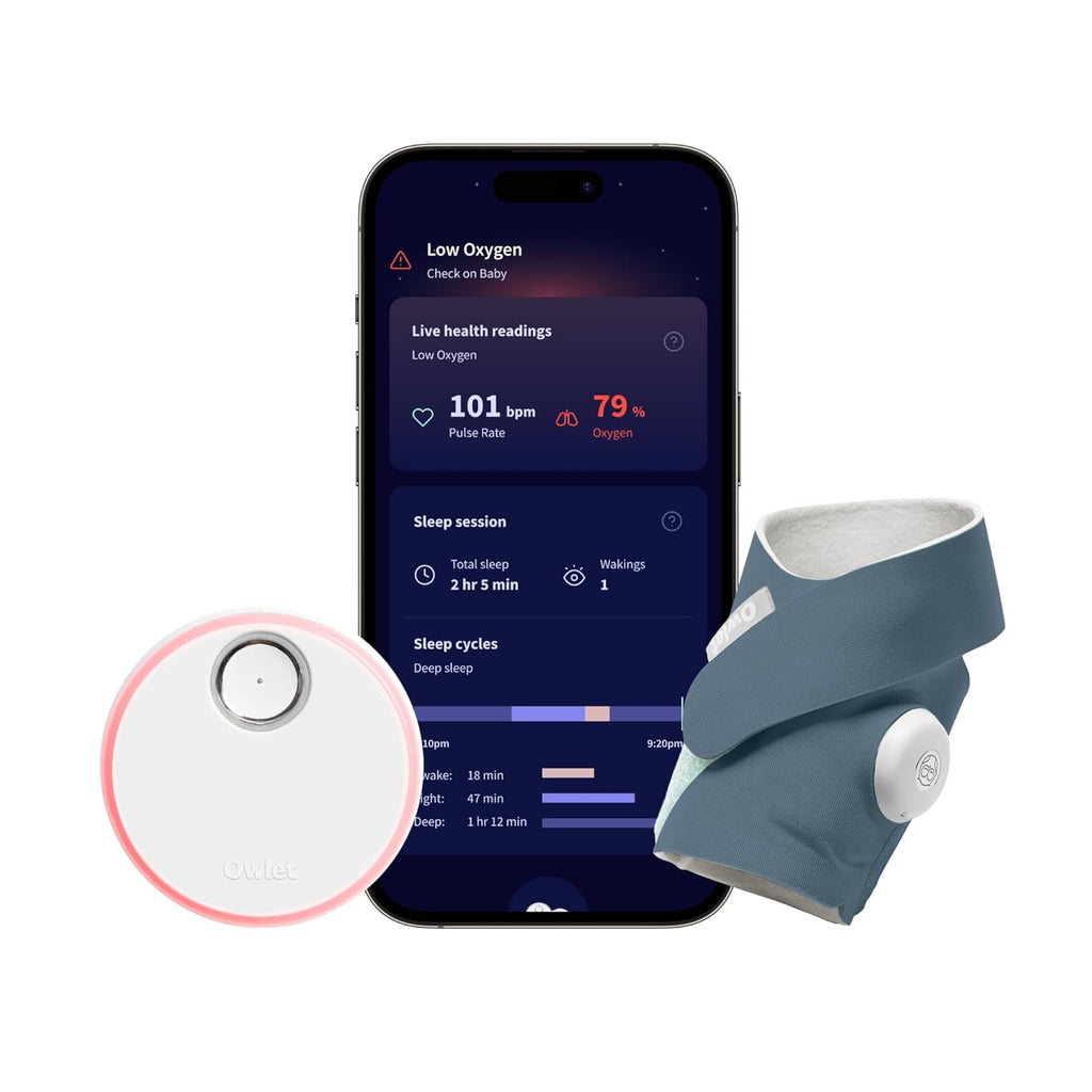 Owlet Dream Sock – Smart Wearable Baby Monitor, Infant Spo2 Monitor Tracks Heart Rate & Oxygen - Parents Receive Alerts, Sleep & Health Insights via App - Bedtime Blue
