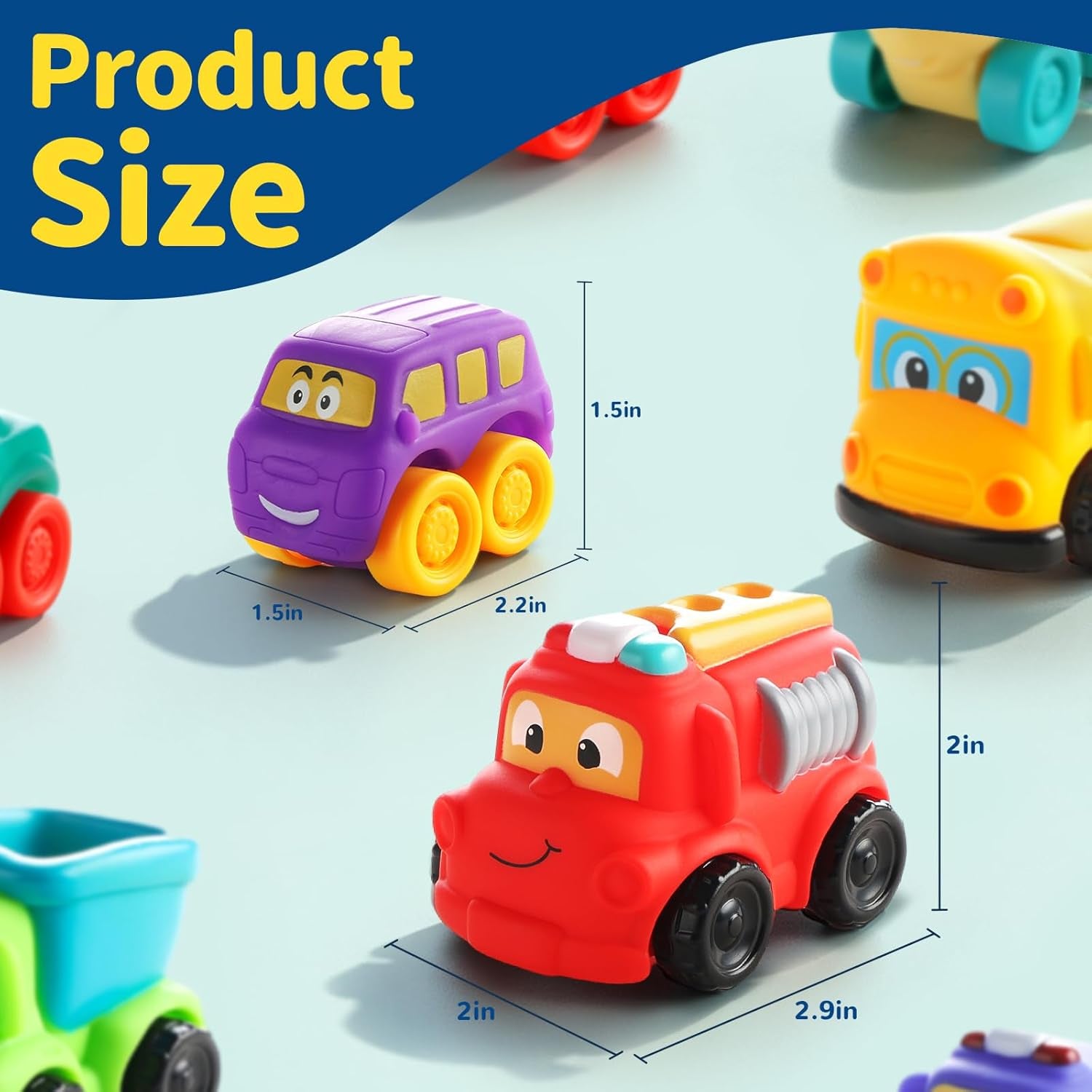 Soft Rubber Toy Figure Car for 1 Year Old Boy with Playmat (Storage Bag)|12 PCS Cartoon Cars Baby Toys for 12-18 Months & Toddler Age 1-2|First Birthday|Gift for 1 2 3 Year Old Boy