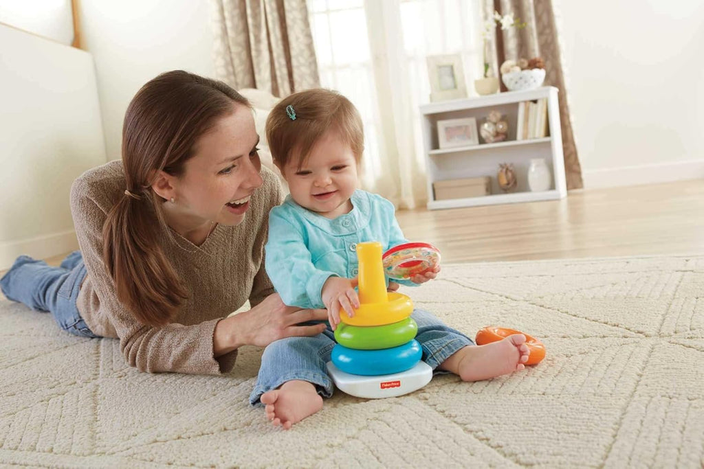 Baby’S First Blocks & Rock-A-Stack Toy Set, Bucket of 10 Shapes & Ring Stacking Activity for Developmental Play Ages 6+ Months (Amazon Exclusive)