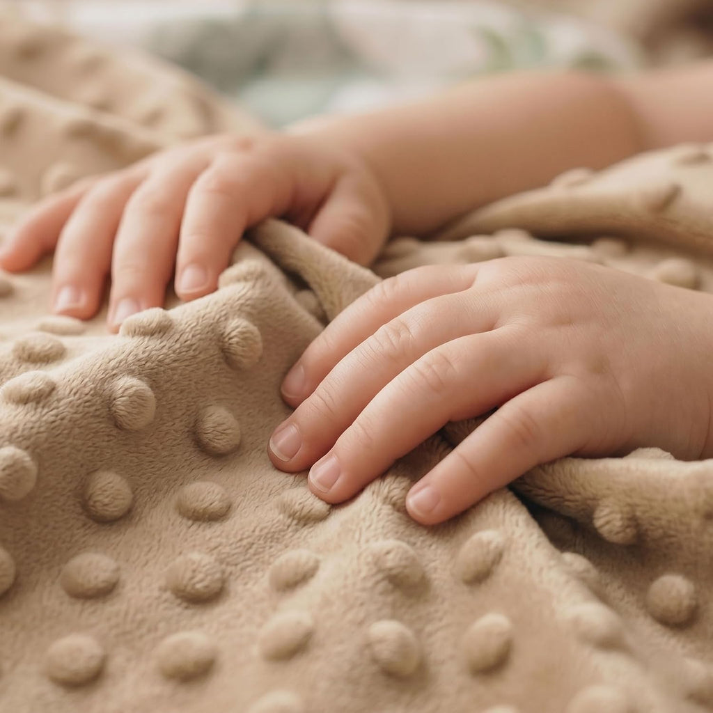 Baby Blankets for Boys Girls, Super Soft Nursery Minky Blanket Neutral with Print Brown Savanna Elephant and Cozy Raised Dotted Fleece Backing, 30 X 40 Inch Double Layer Bed Throws