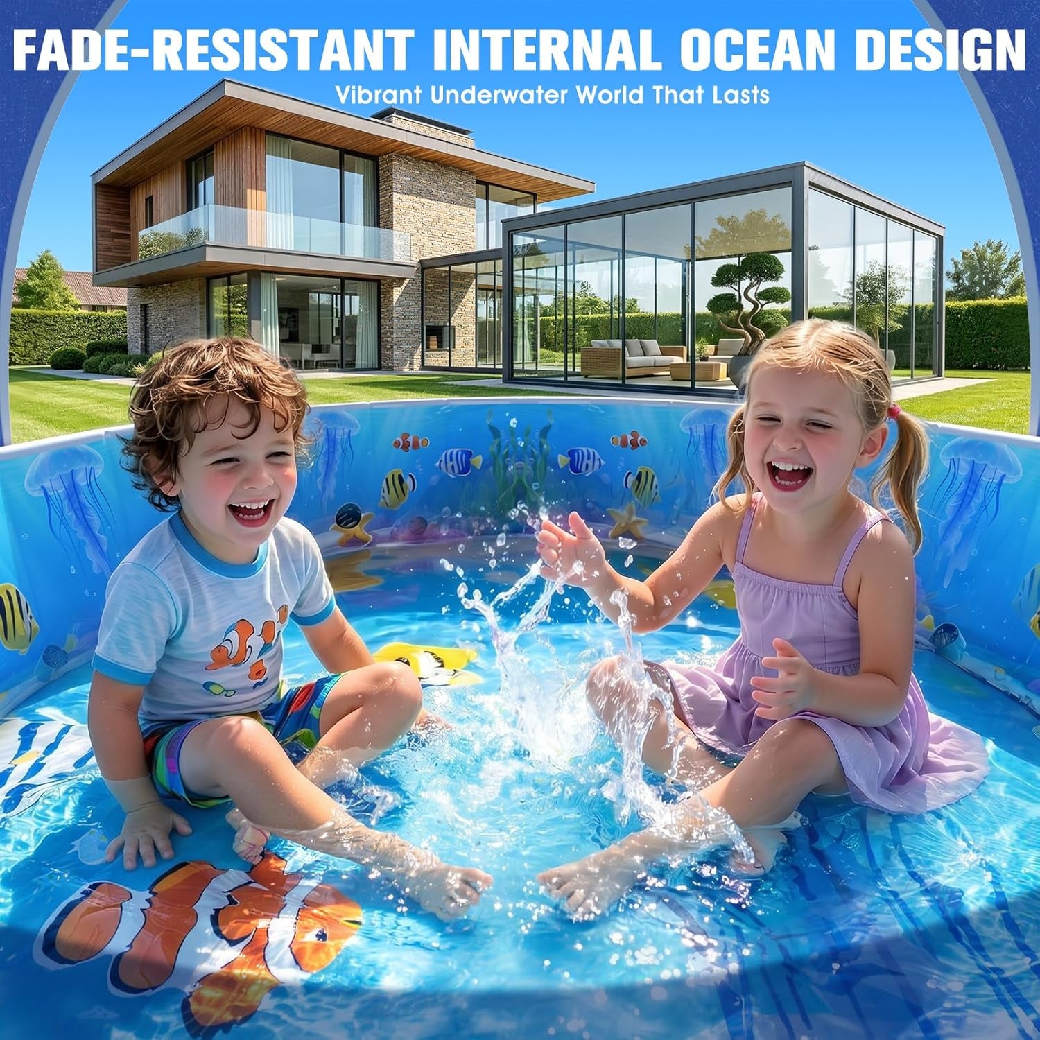 2026 Kiddie Pool with Canopy,Baby Swimming Pool for Toddler,Foldable Kiddie Pool with Shade,Portable Kids Pool for Backyard,Plastic Kiddie Pool with Sun Shade,Pop up Baby Pool for Beach-51''