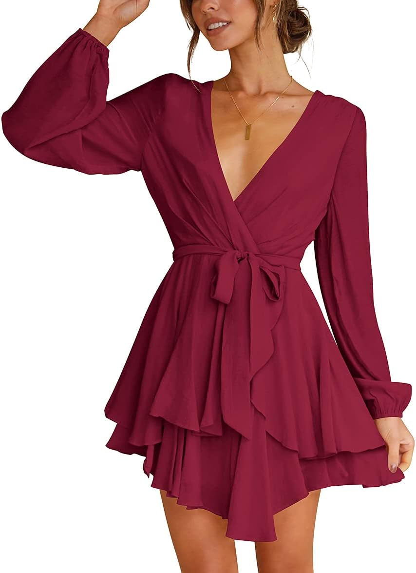 Chic Bohemian Tie-Waist Mini Dress - Flowy Casual T-Shirt Tunic for Women
