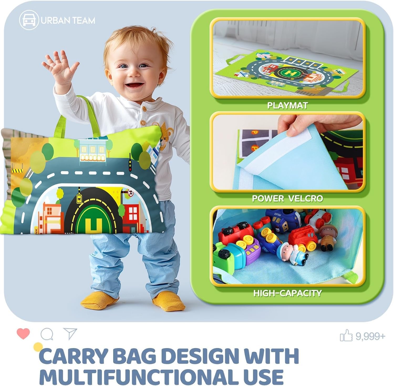 Soft Rubber Toy Figure Car for 1 Year Old Boy with Playmat (Storage Bag)|12 PCS Cartoon Cars Baby Toys for 12-18 Months & Toddler Age 1-2|First Birthday|Gift for 1 2 3 Year Old Boy