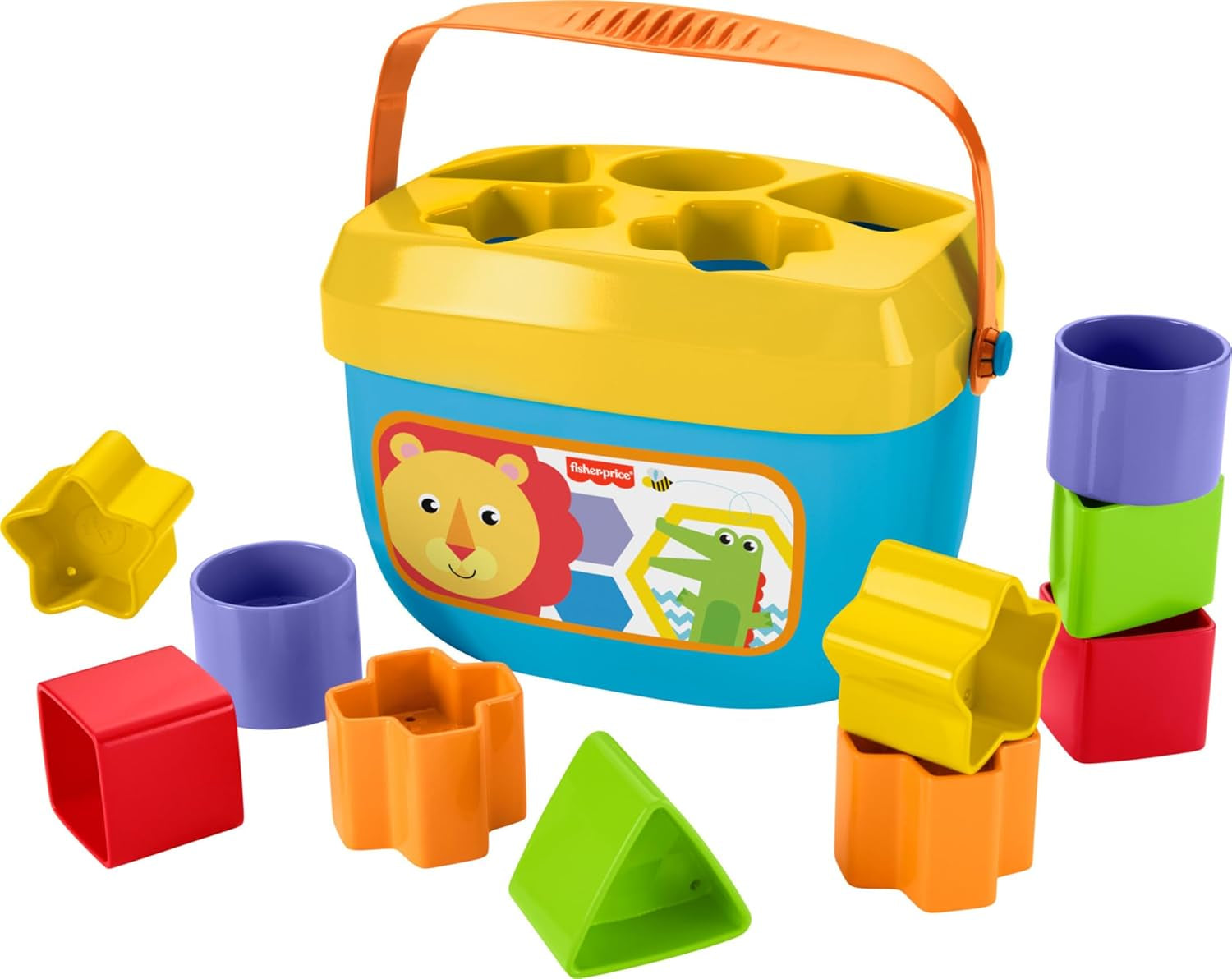 Baby’S First Blocks & Rock-A-Stack Toy Set, Bucket of 10 Shapes & Ring Stacking Activity for Developmental Play Ages 6+ Months (Amazon Exclusive)