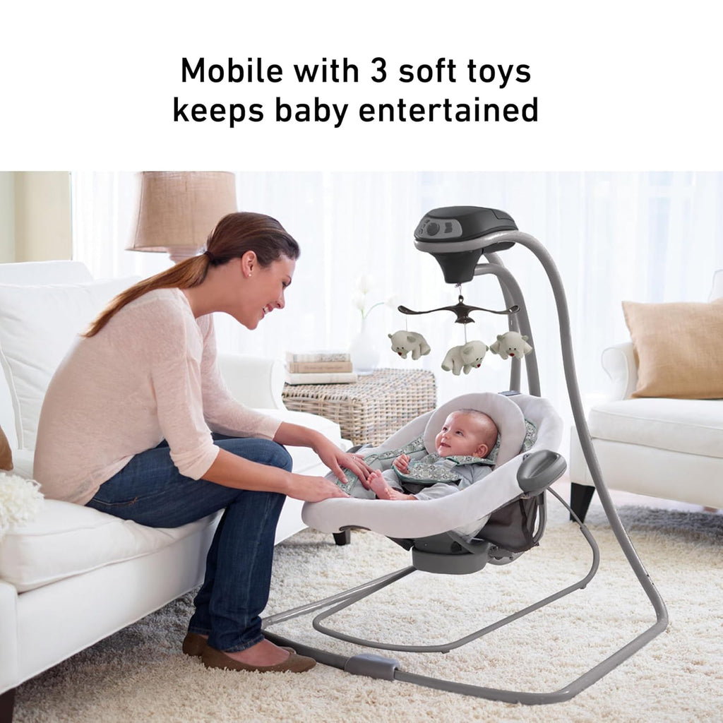Graco Duetconnect LX Portable Baby Swing and Bouncer, Multi-Direction Baby Bouncer Seat, Multiple Swing Speeds, Great Gift for New Parents, Redmond