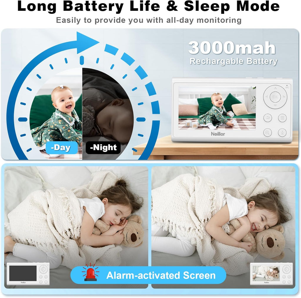 Baby Monitor, 4.3" Video Baby Monitor with 1080P Camera, Smart 2.4G Wifi Audio Monitor with Remote PTZ, Night Vision, 2-Way Talk, Sleep Mode, RGB Night Lights, Lullabies & 1000Ft Range, APP Control