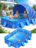 Kiddie Pool with Canopy,Baby Swimming Pool for Toddler,Non-Inflatable Portable Pool for Kid,Foldable Toddler Pool with Shade,Kids Pool for Backyard.Outdoor Pop up Kiddie Beach Pool 53"X40"X33'